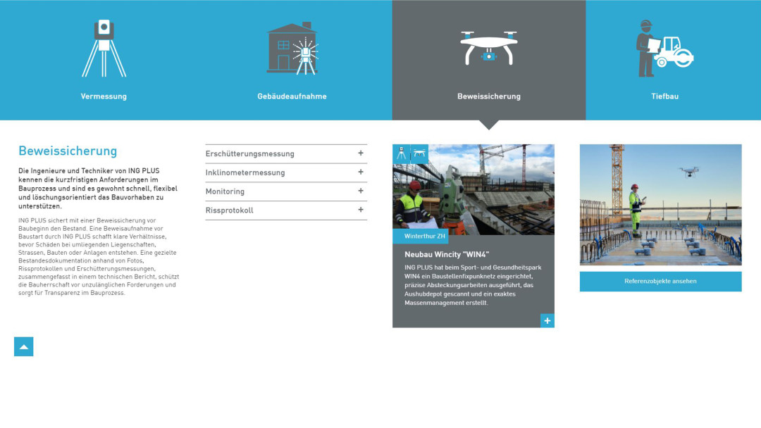 Relaunch Website. Dienstleistung Beweissicherung. ING PLUS Relaunch Website. Dienstleistung Beweissicherung. ING PLUS