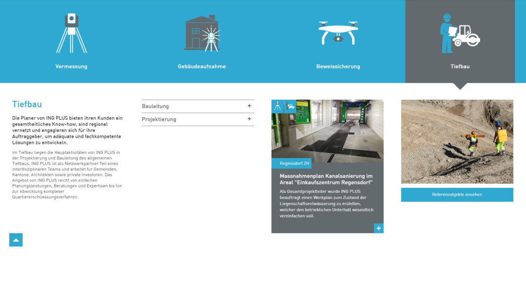 Relaunch Website. Dienstleistung Tiefbau. ING PLUS Relaunch Website. Dienstleistung Tiefbau. ING PLUS