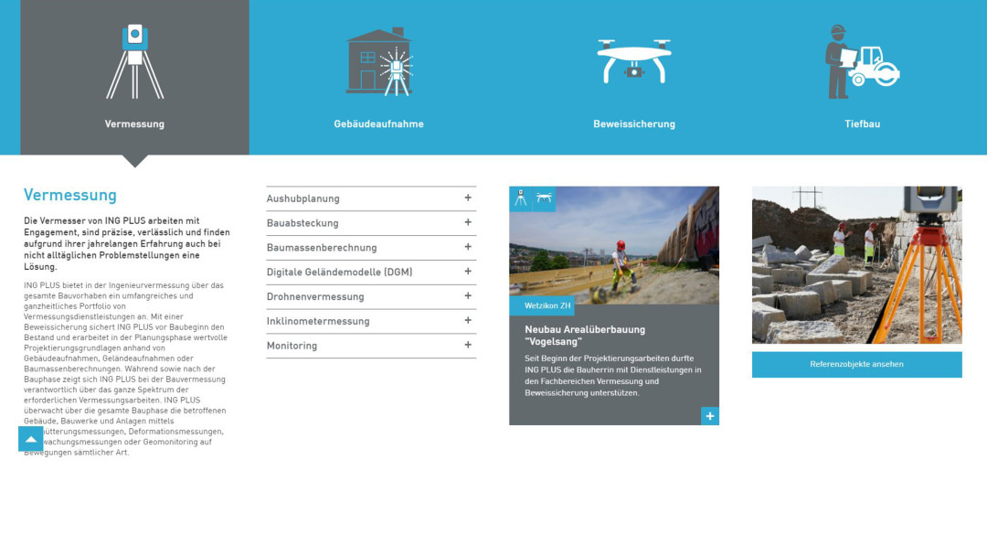 Relaunch Website. Dienstleistung Vermessung. ING PLUS Relaunch Website. Dienstleistung Vermessung. ING PLUS